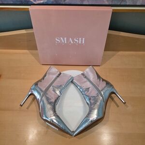 🔥SMASH SHOES Mid-Calf Silver Snake-Print Boots
